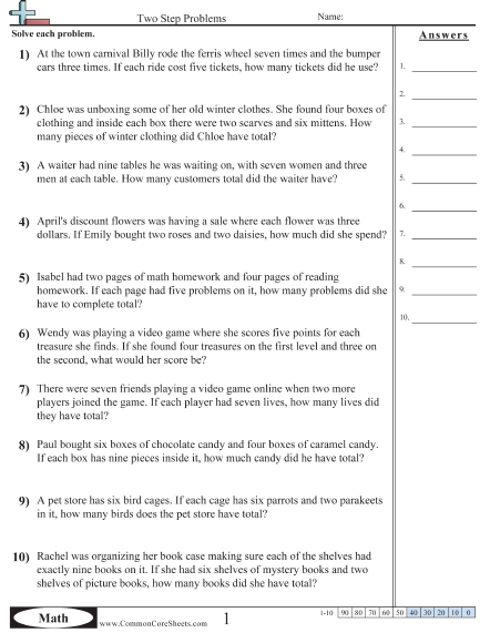 3.oa.8 Worksheets - Add & Multiply worksheet